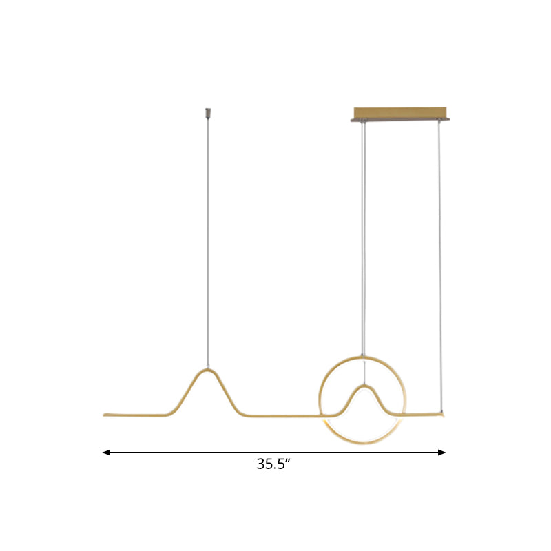 Modern Black/Gold Aluminum Linear Led Island Lighting With Sun And Mountain Design - Warm/White