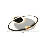 19/21.5 Planetary Orbit Semi Flush Led Ceiling Lighting In Black Warm/White Light