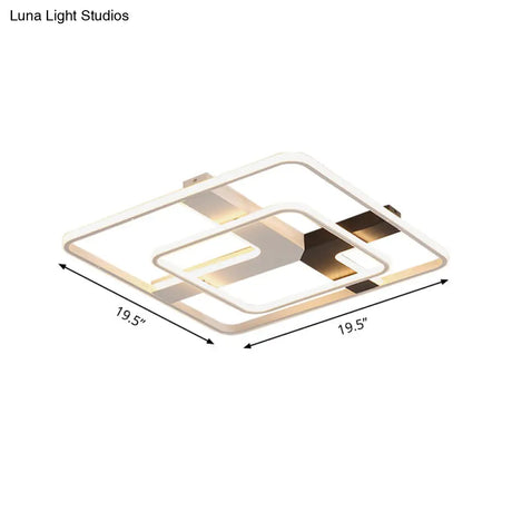 19.5’/23.5’ Wide Acrylic Square Flushmount Led Ceiling Lamp In White Light