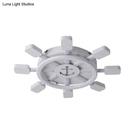 19.5’/23.5’ Wide Rudder Led Flushmount Light - Kids Acrylic Blue/White Ceiling Fixture Warm/White