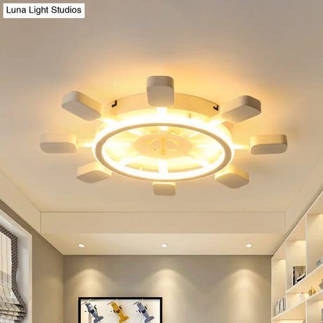 19.5’/23.5’ Wide Rudder Led Flushmount Light - Kids Acrylic Blue/White Ceiling Fixture Warm/White