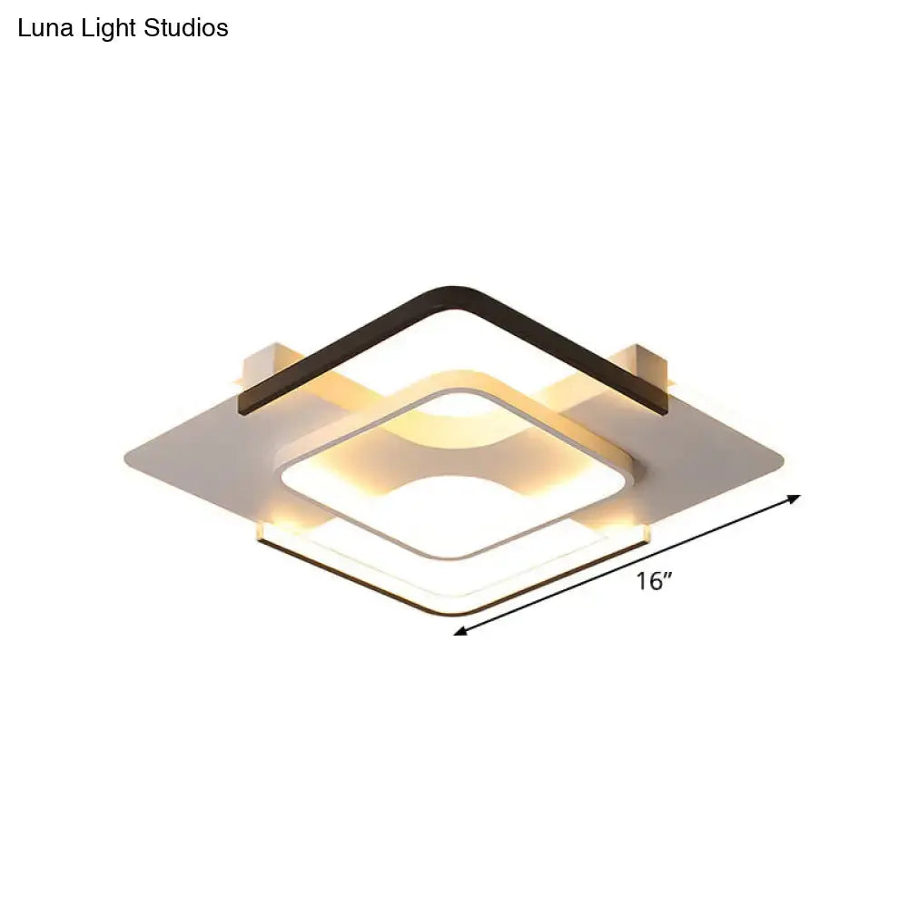 Minimalist Led Ceiling Flush Mount Light With Acrylic Shade In Black & White Warm/White/3 Color