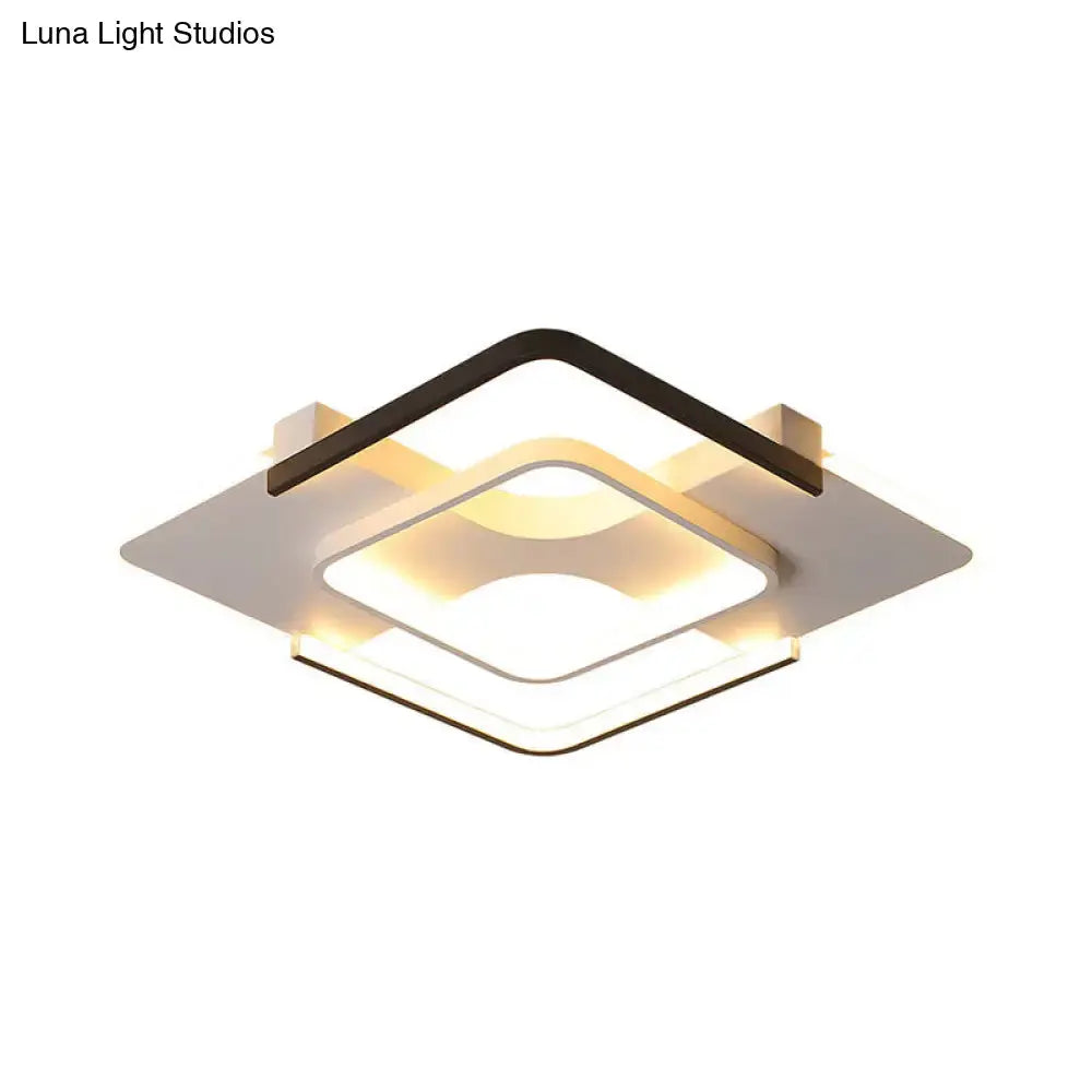 Minimalist Led Ceiling Flush Mount Light With Acrylic Shade In Black & White Warm/White/3 Color