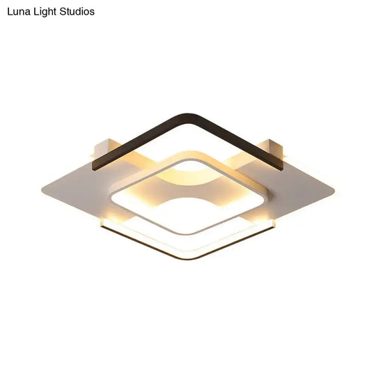 Minimalist Led Ceiling Flush Mount Light With Acrylic Shade In Black & White Warm/White/3 Color
