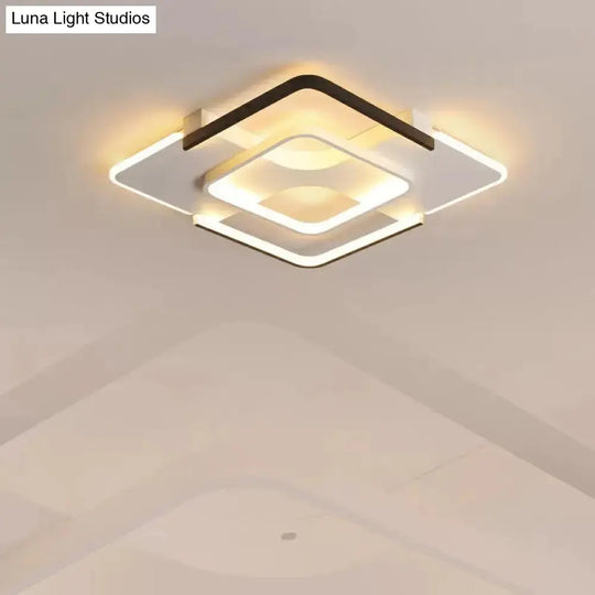 Minimalist Led Ceiling Flush Mount Light With Acrylic Shade In Black & White Warm/White/3 Color