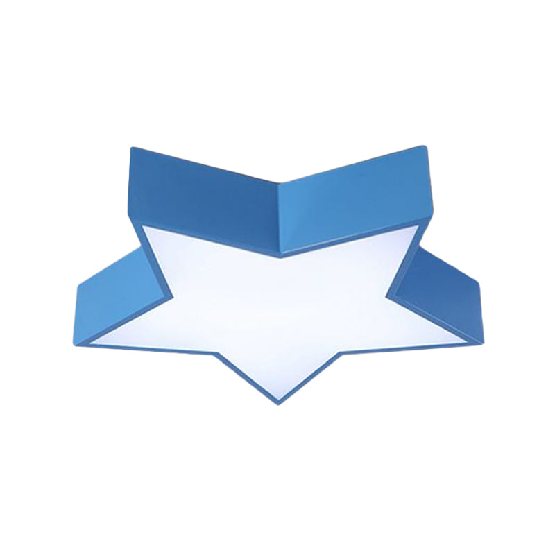 Kids Led Flush Mount Lamp - Five - Pointed Star Design In White/Red/Blue Ceiling Lighting Fixture