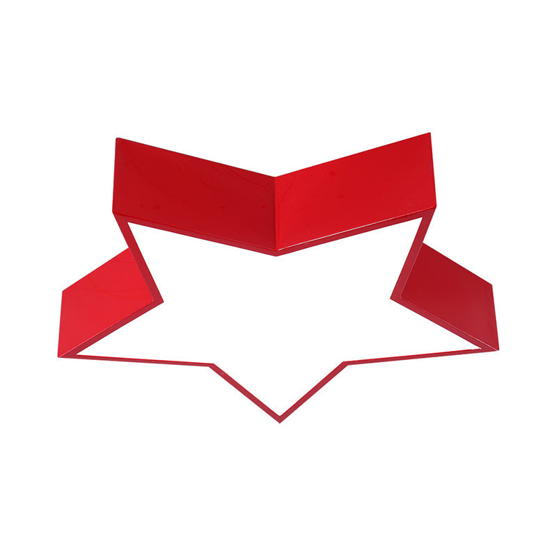 Kids Led Flush Mount Lamp - Five - Pointed Star Design In White/Red/Blue Ceiling Lighting Fixture