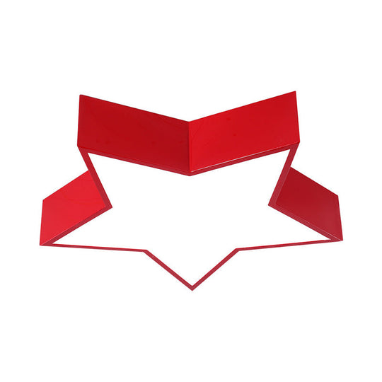 Kids Led Flush Mount Lamp - Five - Pointed Star Design In White/Red/Blue Ceiling Lighting Fixture