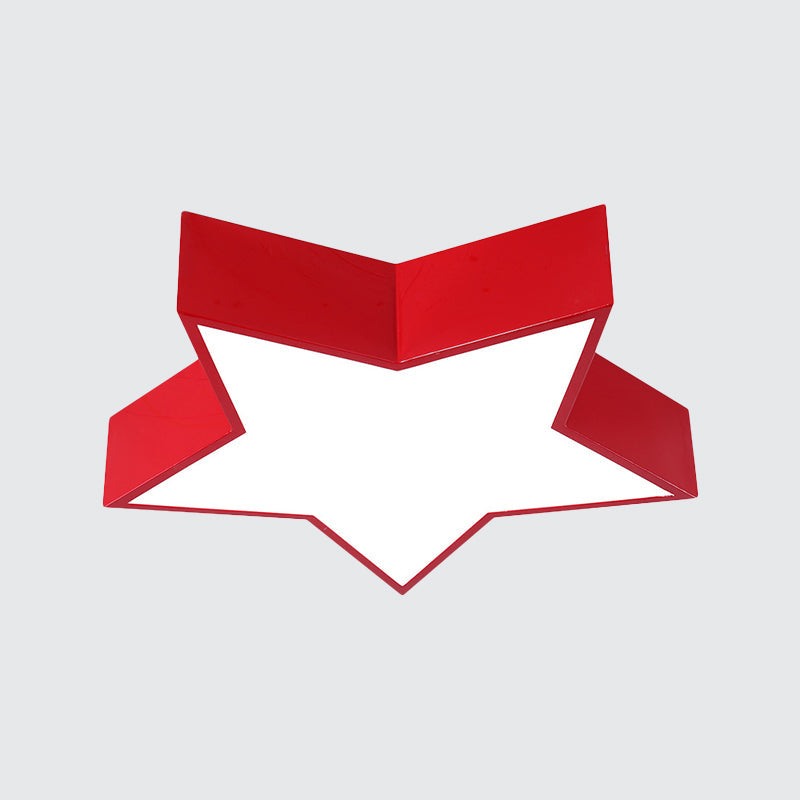 Kids Led Flush Mount Lamp - Five-Pointed Star Design In White/Red/Blue Ceiling Lighting Fixture