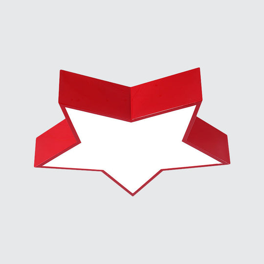 Kids Led Flush Mount Lamp - Five-Pointed Star Design In White/Red/Blue Ceiling Lighting Fixture