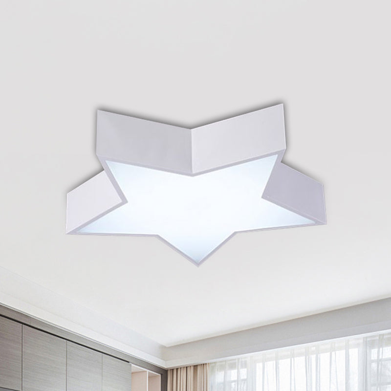 Kids Led Flush Mount Lamp - Five - Pointed Star Design In White/Red/Blue Ceiling Lighting Fixture