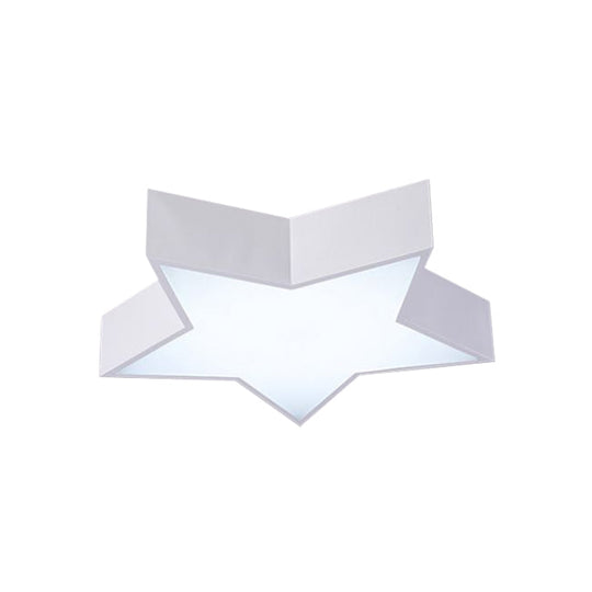 Kids Led Flush Mount Lamp - Five-Pointed Star Design In White/Red/Blue Ceiling Lighting Fixture