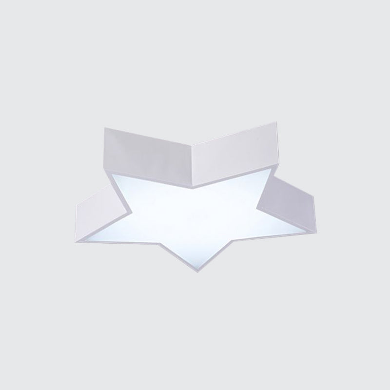 Kids Led Flush Mount Lamp - Five - Pointed Star Design In White/Red/Blue Ceiling Lighting Fixture