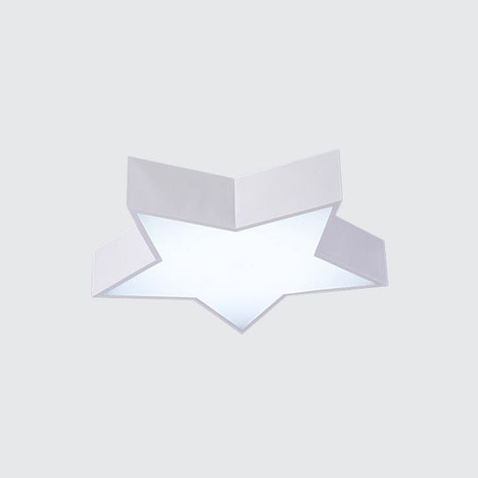 Kids Led Flush Mount Lamp - Five-Pointed Star Design In White/Red/Blue Ceiling Lighting Fixture