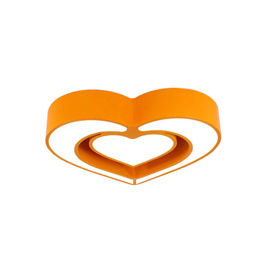 Kids’ Acrylic Dual Loving Heart Led Flush Ceiling Light - Red/Yellow/Blue Mount Lamp For Bedroom