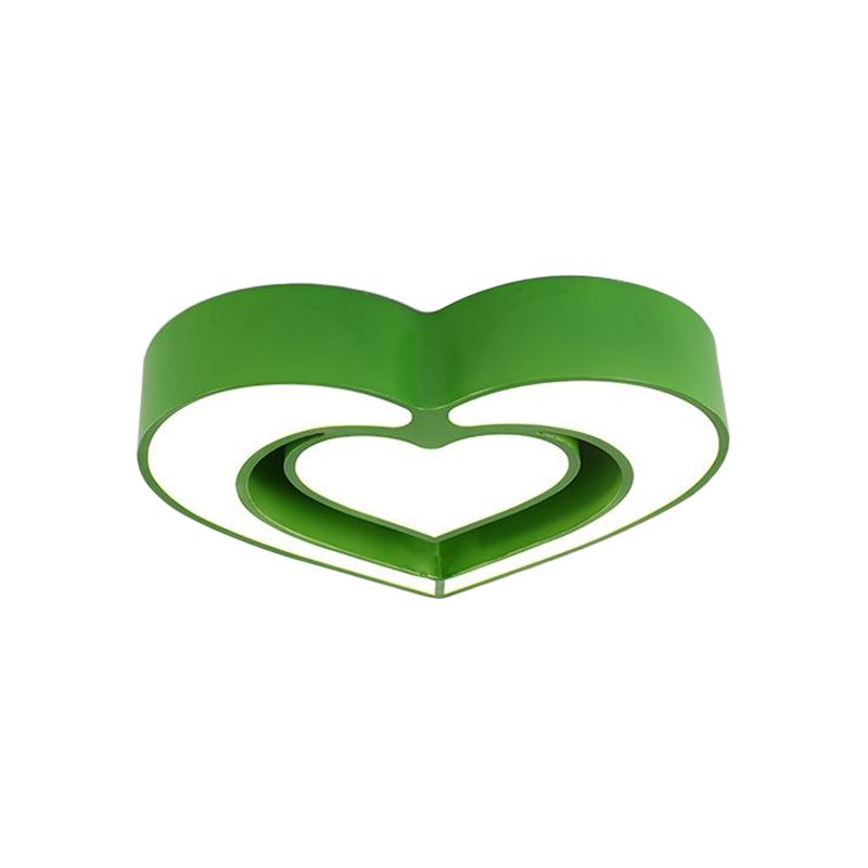 Kids’ Acrylic Dual Loving Heart Led Flush Ceiling Light - Red/Yellow/Blue Mount Lamp For Bedroom