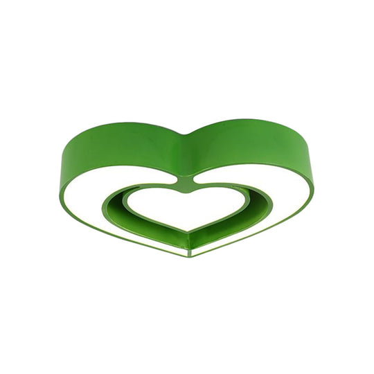 Kids’ Acrylic Dual Loving Heart Led Flush Ceiling Light - Red/Yellow/Blue Mount Lamp For Bedroom