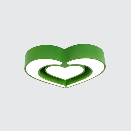 Kids’ Acrylic Dual Loving Heart Led Flush Ceiling Light - Red/Yellow/Blue Mount Lamp For Bedroom