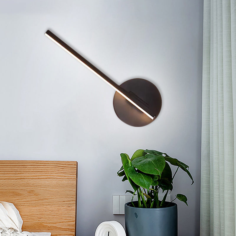 Modern Black Led Wall Light: Slim Rod Aluminum Sconce Lamp In Warm/White Light