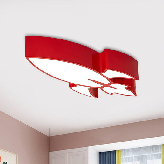 Colorful Rocket Led Flushmount Ceiling Light - Children’s Style Lighting Red