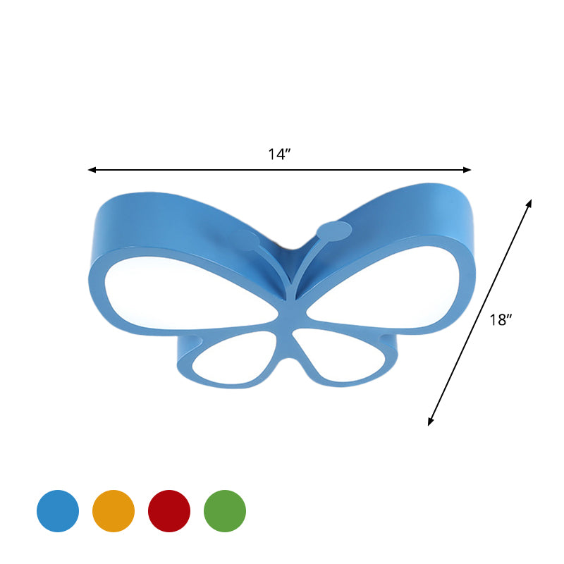 Kids’ Led Butterfly Ceiling Lamp With Acrylic Shade - Red/Yellow/Blue Flushmount Light