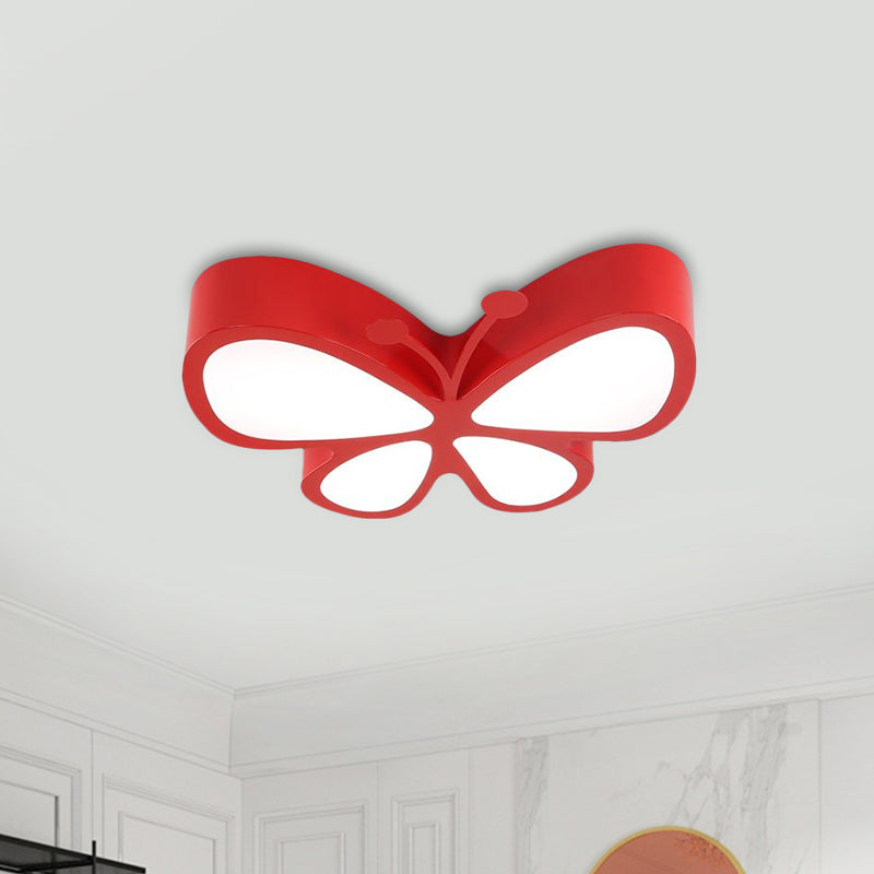 Kids’ Led Butterfly Ceiling Lamp With Acrylic Shade - Red/Yellow/Blue Flushmount Light