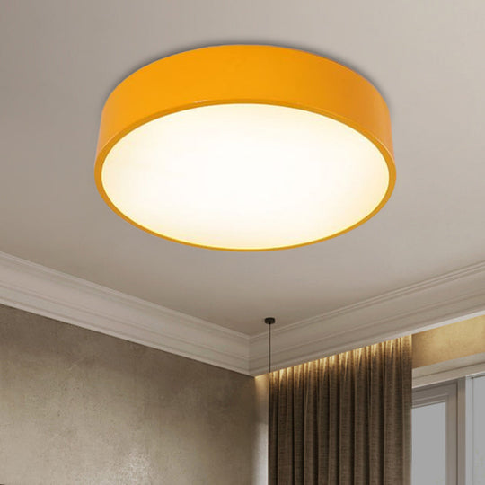 Children’s Led Ceiling Flushmount In Fun Colors: Circular Acrylic Fixture Yellow