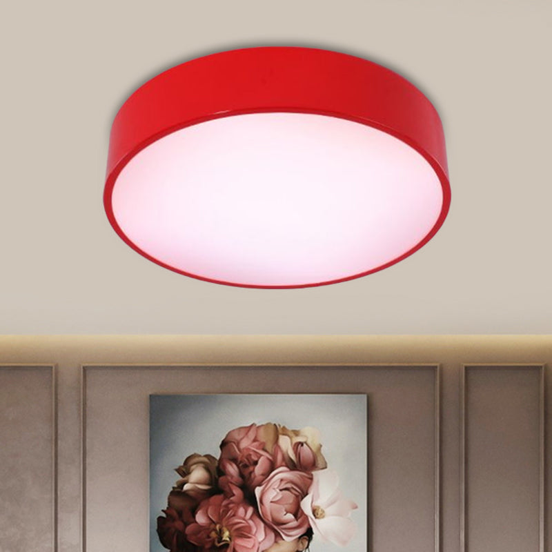 Children’s Led Ceiling Flushmount In Fun Colors: Circular Acrylic Fixture Red