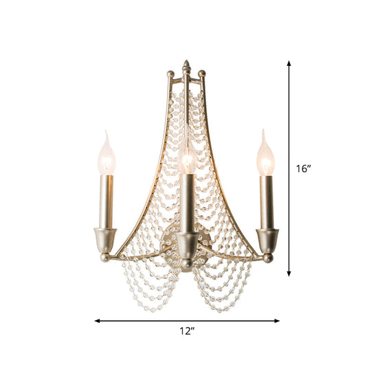 Vintage Champagne Crystal Bead Chandelier - 3-Bulb Hanging Pendant Light For Bedroom