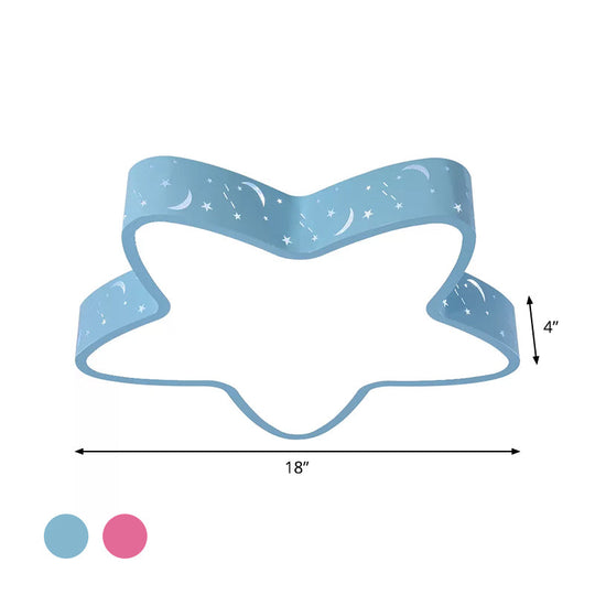 Starfish Led Flush - Mount Light Fixture With Hollow - Out Design For Kids Room - Pink/Light Blue