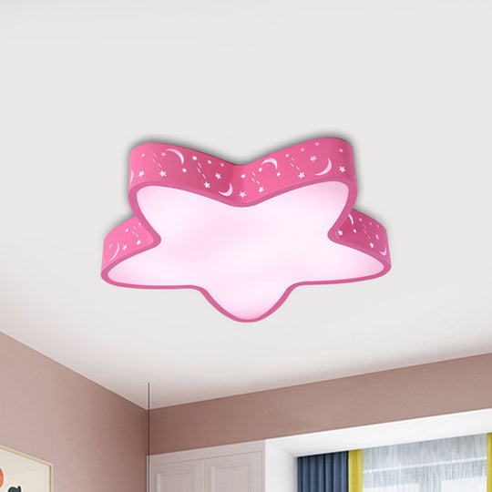 Starfish Led Flush - Mount Light Fixture With Hollow - Out Design For Kids Room - Pink/Light Blue