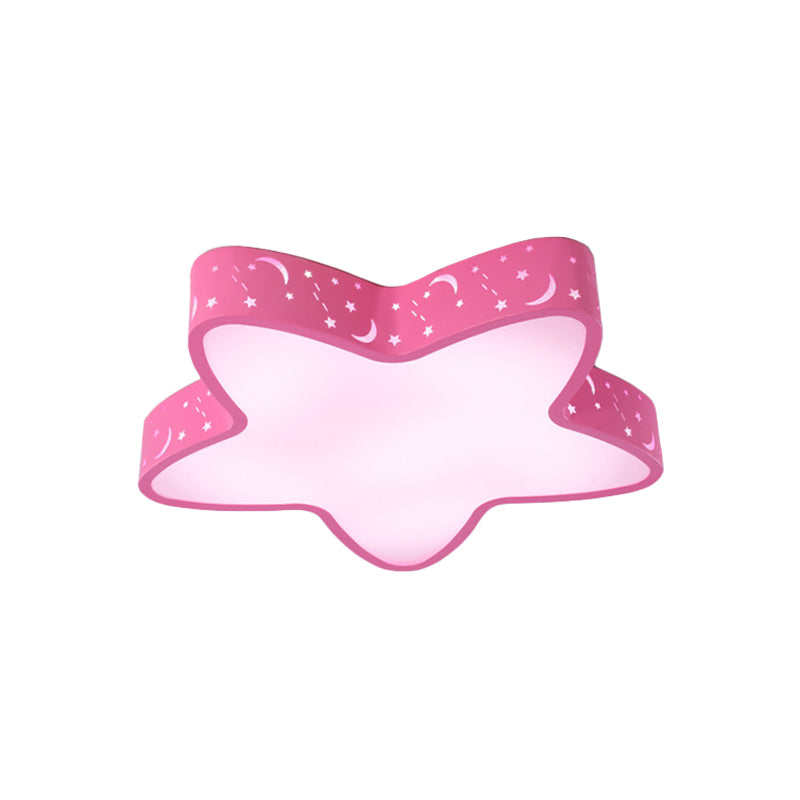Starfish Led Flush - Mount Light Fixture With Hollow - Out Design For Kids Room - Pink/Light Blue