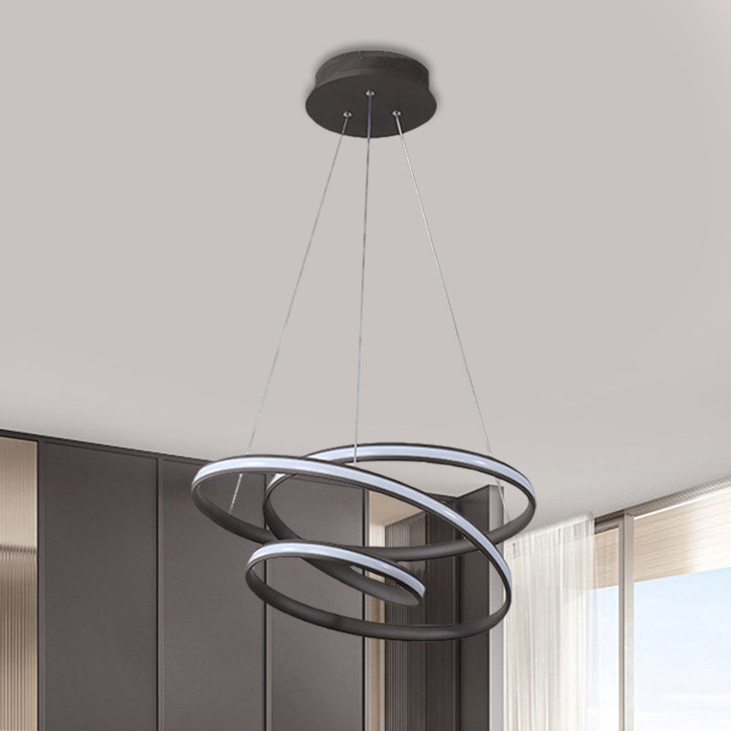 Led Pendant Chandelier: Sleek Acrylic Kitchen Ceiling Lamp In Black With Adjustable Light Color