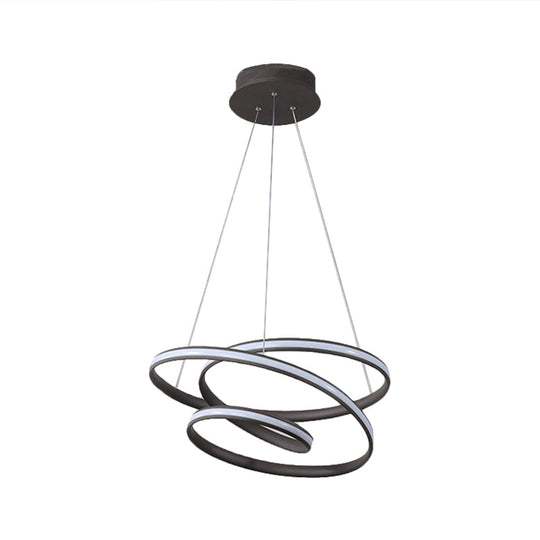 Led Pendant Chandelier: Sleek Acrylic Kitchen Ceiling Lamp In Black With Adjustable Light Color