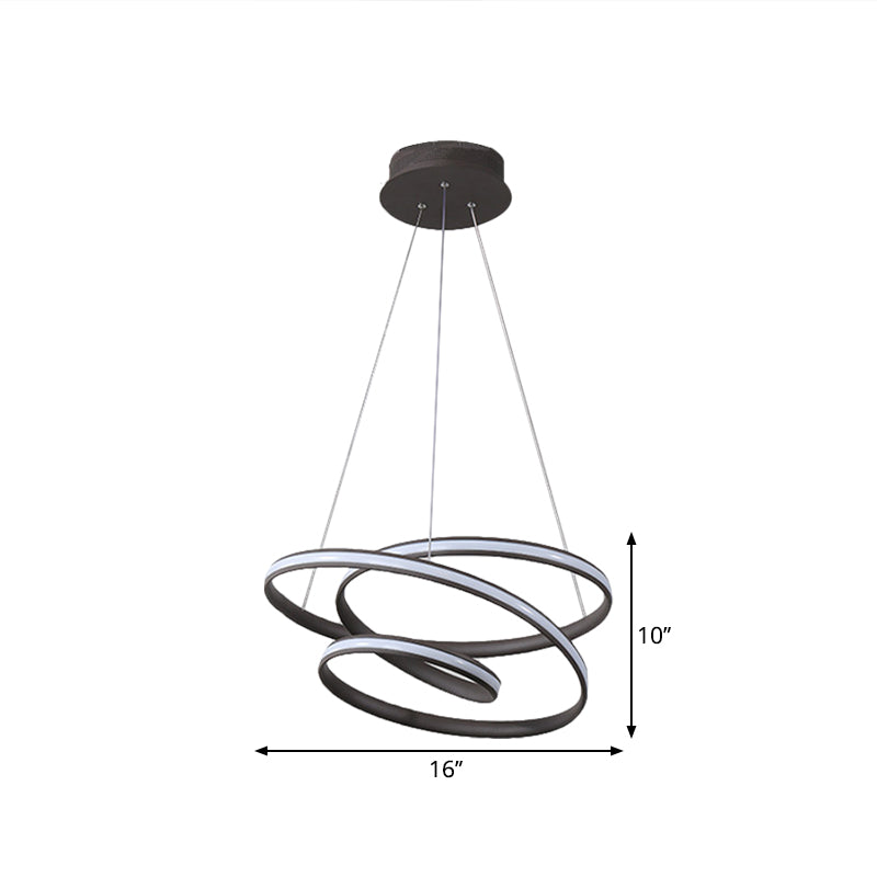 Led Pendant Chandelier: Sleek Acrylic Kitchen Ceiling Lamp In Black With Adjustable Light Color