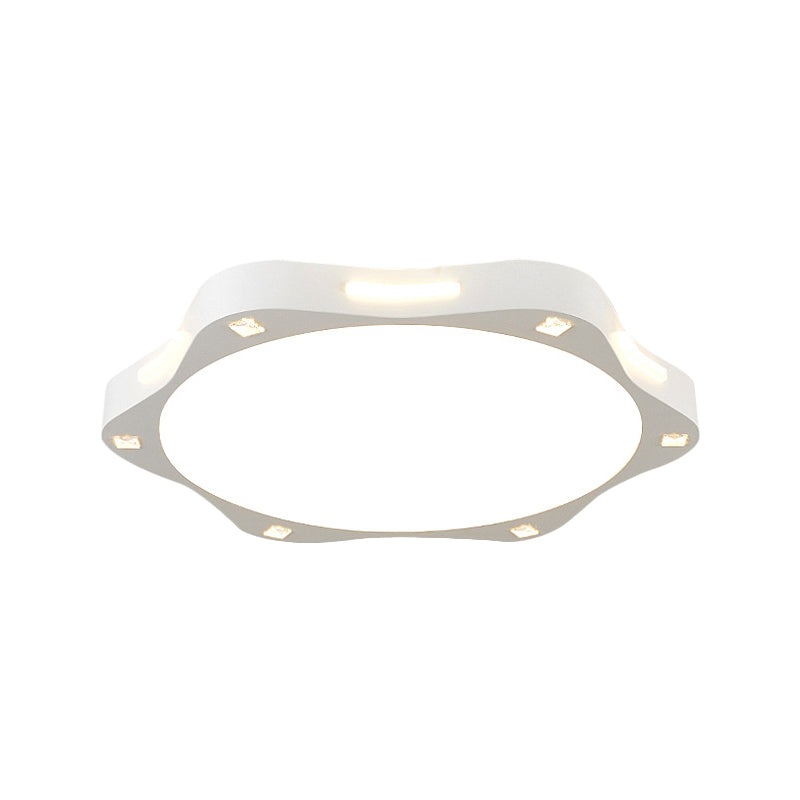 Contemporary Sun - Inspired Led Ceiling Lamp For Child Bedroom In Bright White Acrylic
