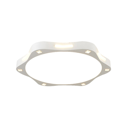 Contemporary Sun - Inspired Led Ceiling Lamp For Child Bedroom In Bright White Acrylic