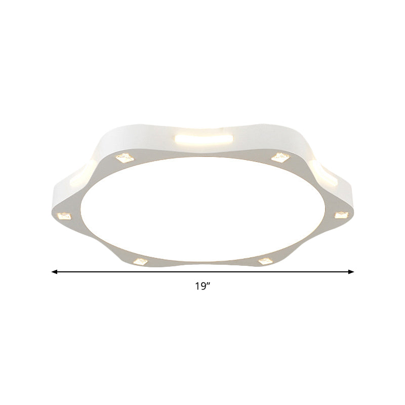 Contemporary Sun-Inspired Led Ceiling Lamp For Child Bedroom In Bright White Acrylic