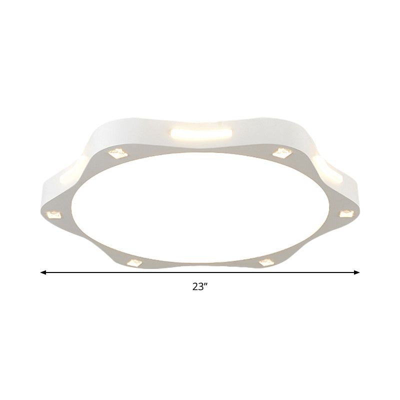 Contemporary Sun - Inspired Led Ceiling Lamp For Child Bedroom In Bright White Acrylic