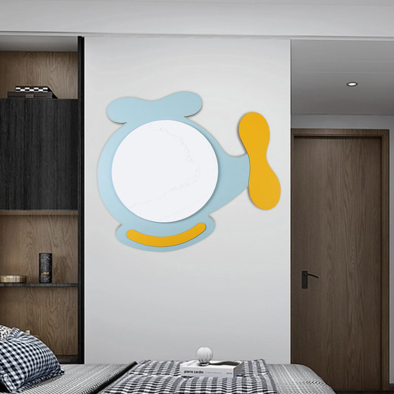 Children’s Led Ceiling Mount Light With Wooden Cartoon Pattern - Ideal For Kindergarten Blue