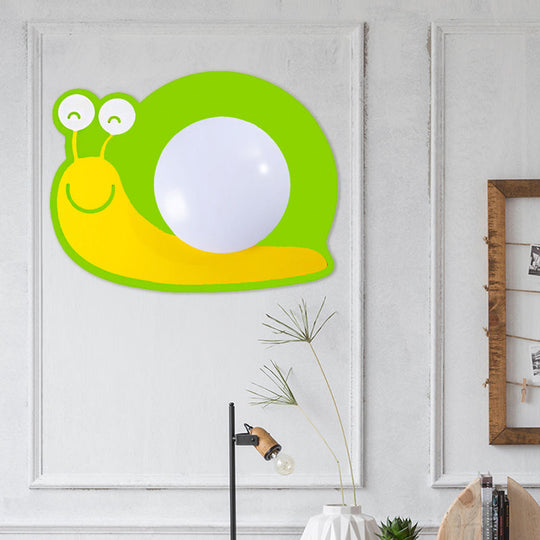Children’s Led Ceiling Mount Light With Wooden Cartoon Pattern - Ideal For Kindergarten Green
