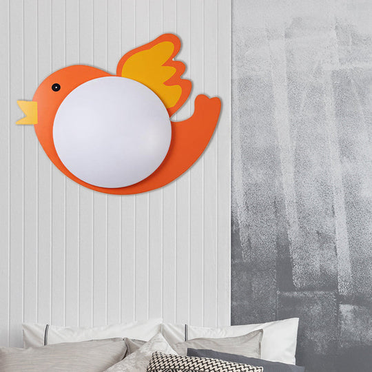 Childrens Led Ceiling Mount Light With Wooden Cartoon Pattern - Ideal For Kindergarten Orange