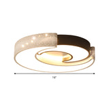 Contemporary 2 - Moon Led Flush Ceiling Light For Kid’s Bedroom - Metal Acrylic Black & White