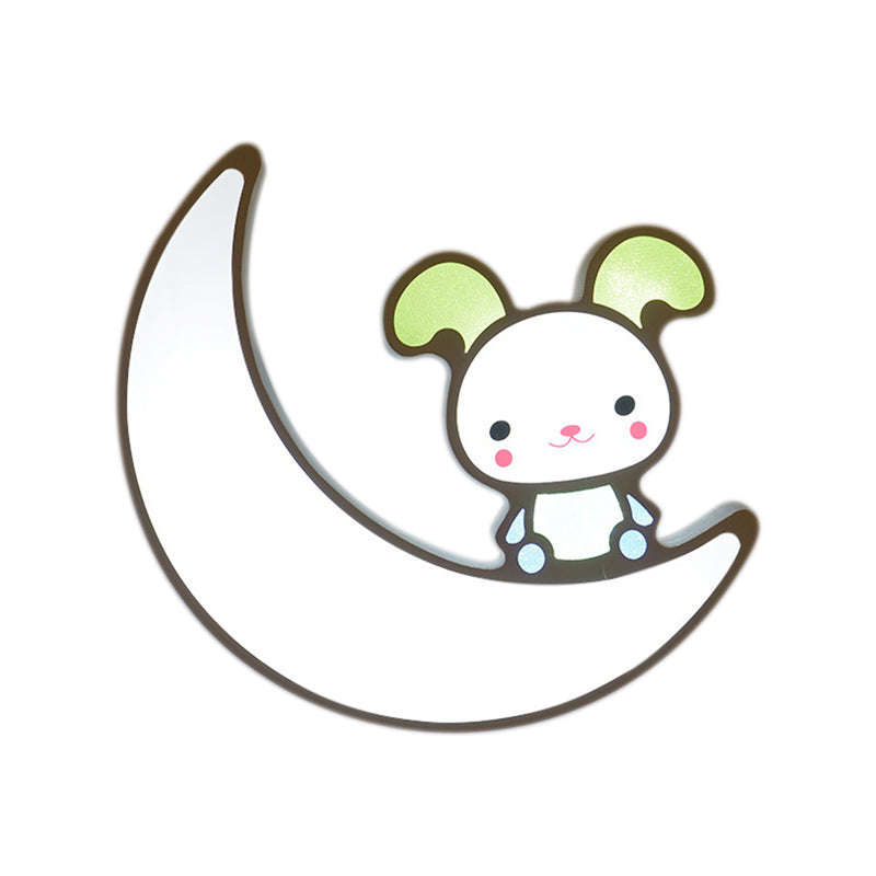 Adorable Acrylic Moon & Bunny Led Ceiling Lamp For Gamer Room