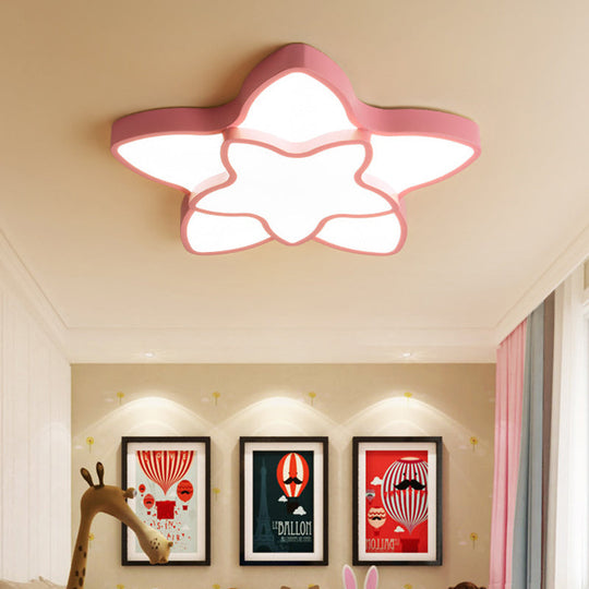 Cartoon Led Flush Mount Light: Vibrant 2-Star Acrylic Ceiling Lamp For Corridor And Kid’s Bedroom