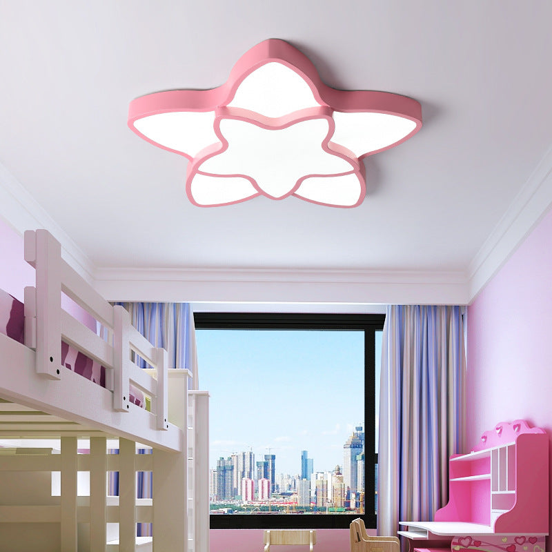 Cartoon Led Flush Mount Light: Vibrant 2-Star Acrylic Ceiling Lamp For Corridor And Kids Bedroom