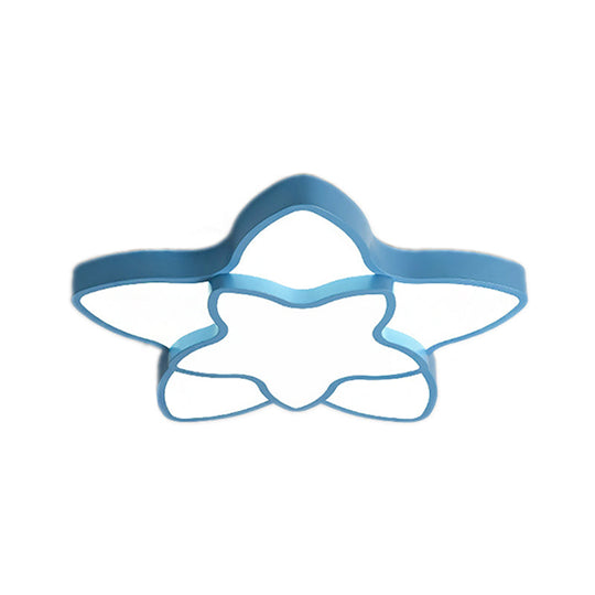 Cartoon Led Flush Mount Light: Vibrant 2-Star Acrylic Ceiling Lamp For Corridor And Kids Bedroom