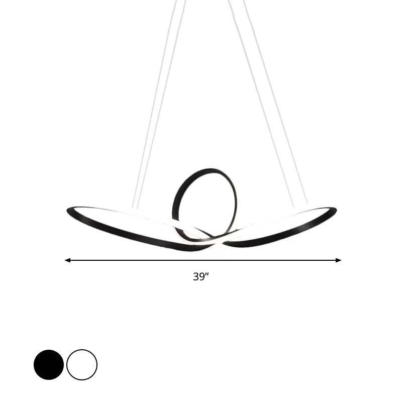 Modern Led Pendant Light - Minimalist Cycle Chandelier For Restaurant Warm/White Black/White