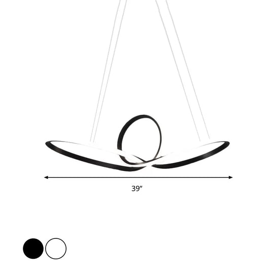 Modern Led Pendant Light - Minimalist Cycle Chandelier For Restaurant Warm/White Black/White