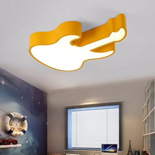 Guitar Baby Led Ceiling Light For Kids Bedroom - Acrylic Mount Fixture Yellow / 23.5 White